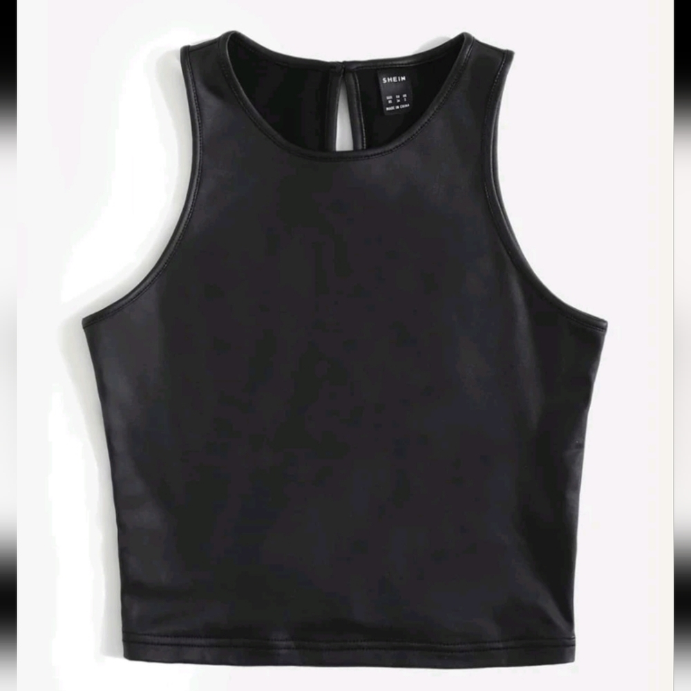 Solid faux leather tank top size XL